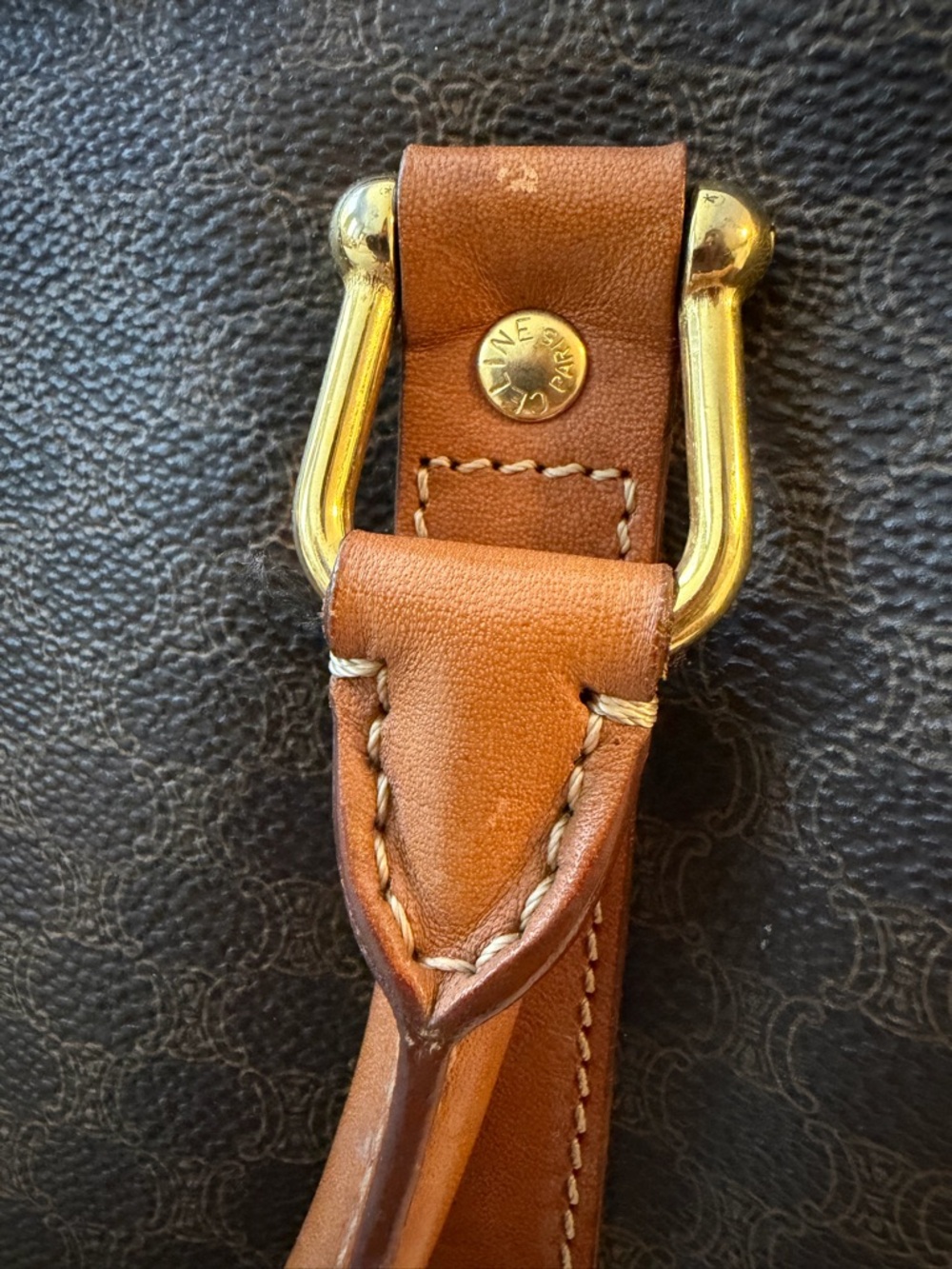 Celine Boston Brown Monogram Tote with Tan Leather Patch - Picture 12 of 14